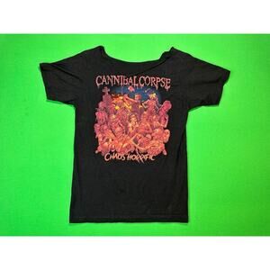 Cannibal Corpse Chaos Horrific T Shirt Adult Small(?) Black Distressed Altered